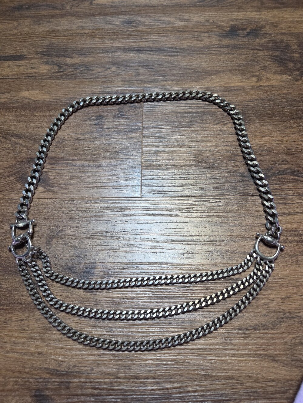 Heavy Silver Tone Chain Belt